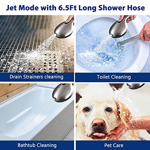 YASINU High Pressure 10-Setting Handheld Shower Head, 5" Detachable Shower Spray, 79" Extra Long Stainless Steel Hose, Adjustable Bracket - Brushed Nickel - Image 5