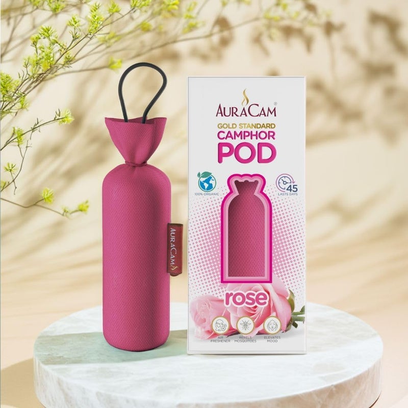 AuraCam بود الكافور القياسي الذهبي من أورا كام (وردي) - مجموعة من 2 - معطر هواء للغرفة، السيارة، الحمام، المكتب والمرحاض | مخروط طويل الأمد للمنزل - Image 5