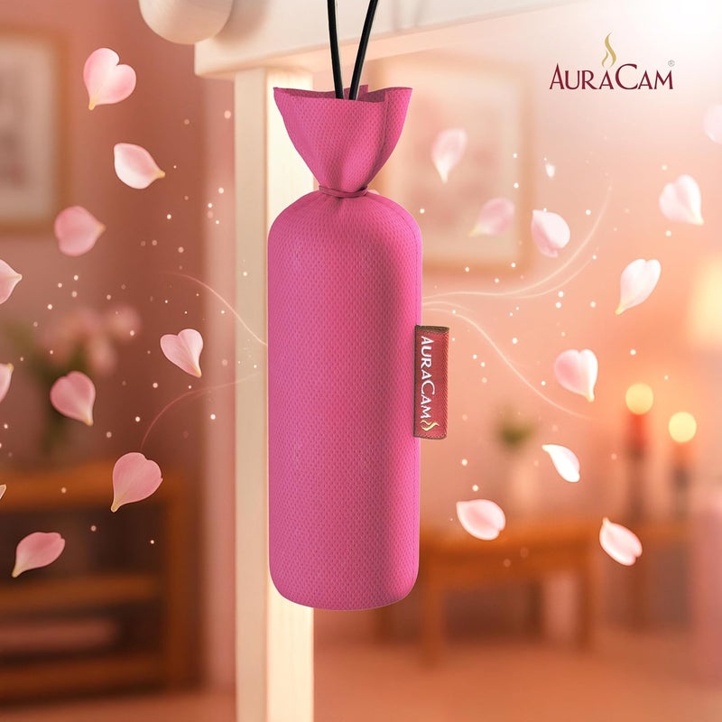 AuraCam بود الكافور القياسي الذهبي من أورا كام (وردي) - مجموعة من 2 - معطر هواء للغرفة، السيارة، الحمام، المكتب والمرحاض | مخروط طويل الأمد للمنزل - Image 2