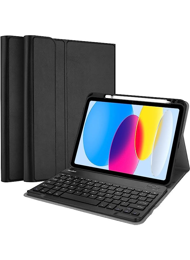 Generic Keyboard Case For Ipad 10Th Generation, 2022 Ipad 10.9 Inch Case With Magnetically Detachable Wireless Keyboard For Ipad 10Th Gen A2696 A2757 A2777 -Black 