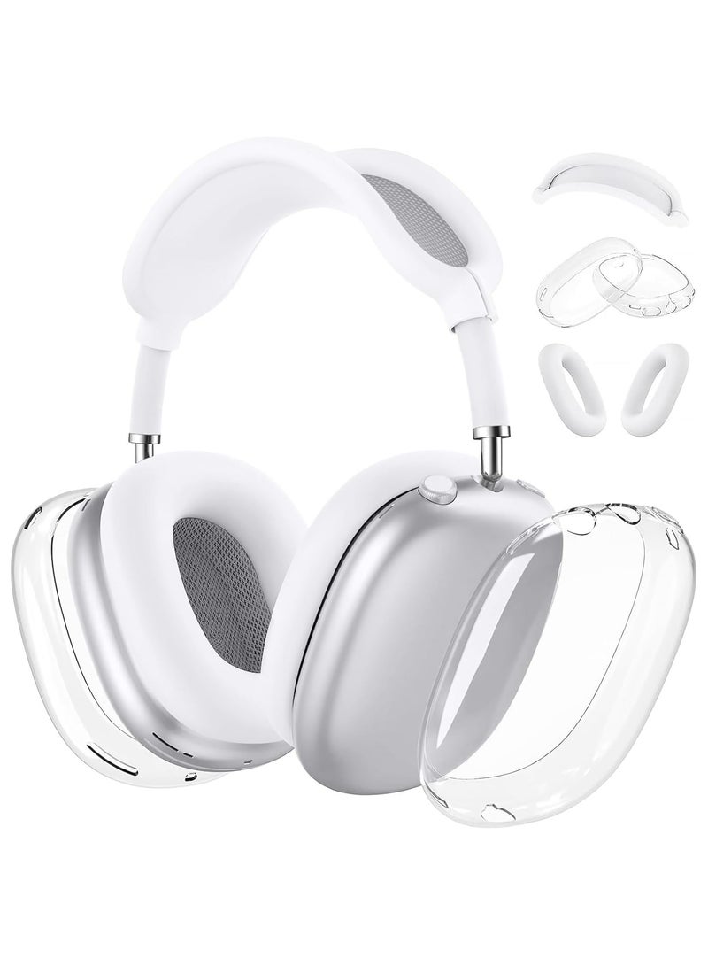 Anmi 3 in 1 Clear Silicone Case Cover for AirPods Max Headphones (White) - Image 1