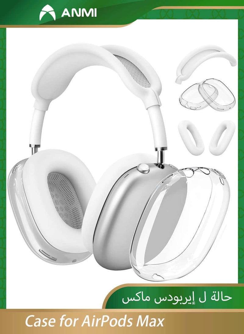 Anmi 3 in 1 Clear Silicone Case Cover for AirPods Max Headphones (White) - Image 1