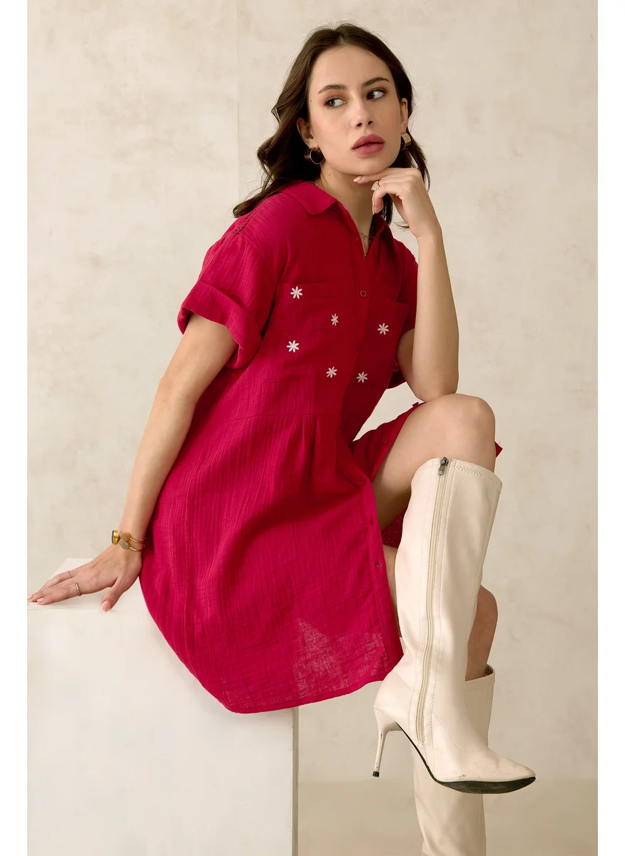 Virgio VIRGIO 100% Cotton Dolman Sleeve Shirt Dress