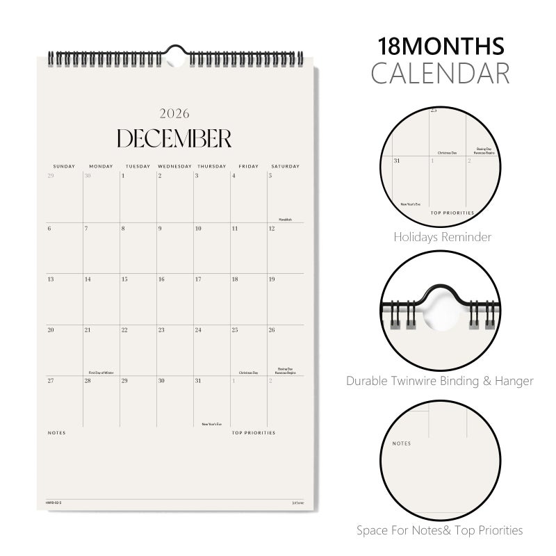 Jotsome Wall Calendar 2026-2027, Large Monthly Wall Calendar From Now to June 2027 11x17 inch for Home and Office, Easy Planning, Gift for the Holidays - Image 3