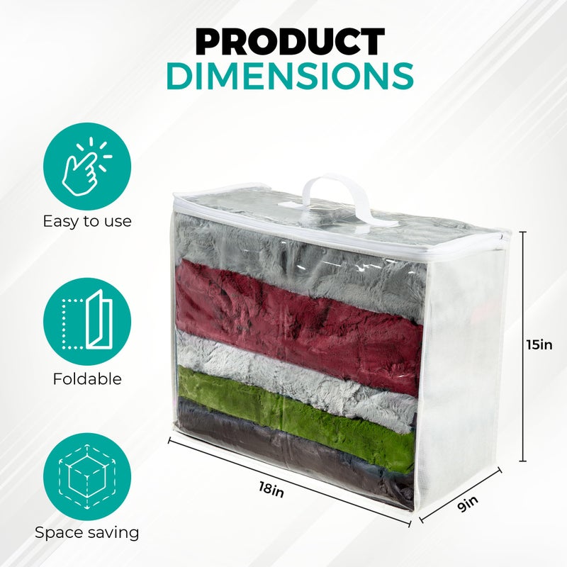 VitalUp 3 pack Clear Plastic Storage Bag with Zipper, Foldable Moving Bag for Comforters, Blankets, Bedding, Storage Containers, Breathable, Durable Clothes and Duvet Closet Organizers, 18x15x9 - Image 4