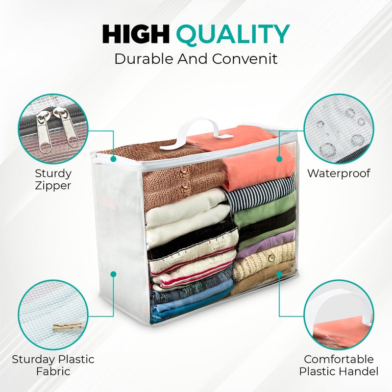 VitalUp 3 pack Clear Plastic Storage Bag with Zipper, Foldable Moving Bag for Comforters, Blankets, Bedding, Storage Containers, Breathable, Durable Clothes and Duvet Closet Organizers, 18x15x9 - Image 5