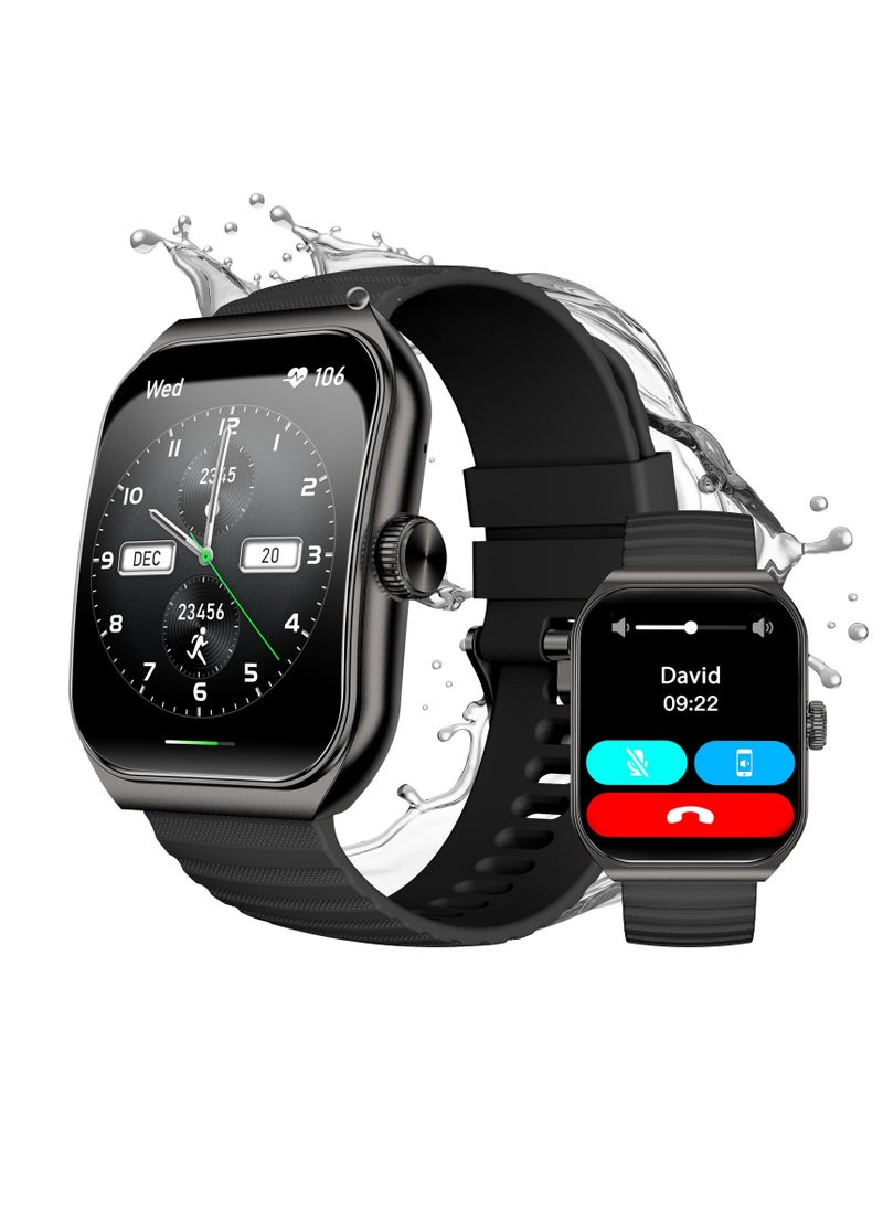 بلاك شارك - ساعة ذكية GT3، ساعة ذكية AMOLED مقاس 1.96 بوصة، ميكروفون ومكبر صوت مدمجين بتقنية Bluetooth ENC، صوت GPT ذكي، مراقب معدل ضربات القلب، أكثر من 100 وضع رياضي، IP68، مع شريطين، أسود - Image 1