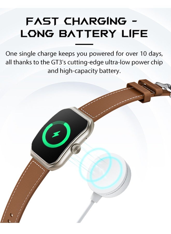 بلاك شارك - ساعة ذكية GT3، ساعة ذكية AMOLED مقاس 1.96 بوصة، ميكروفون ومكبر صوت مدمجين بتقنية Bluetooth ENC، صوت GPT ذكي، مراقب معدل ضربات القلب، أكثر من 100 وضع رياضي، IP68، مع شريطين، أسود - Image 1