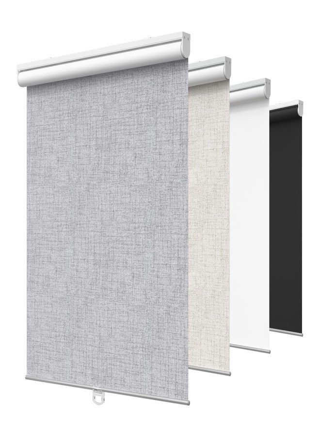 GENIMO 100% Blackout Roller Window Shades, Window Blinds Cordless with Thermal Insulated, UV Protection Fabric, Mini French Door Blinds for Home, Office, Bedroom, Easy to Install, Grey, 26" W X 75" H - Image 1