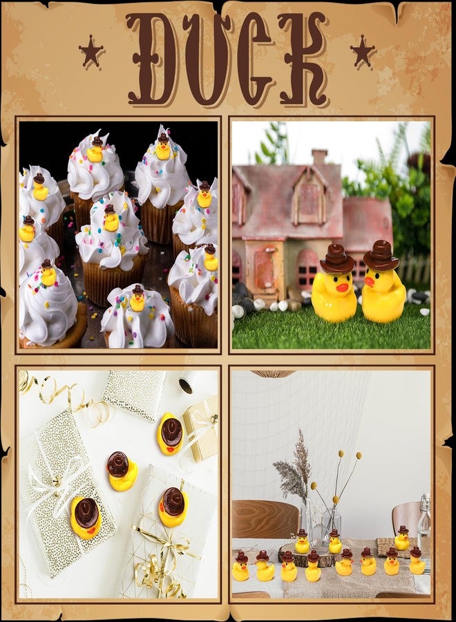 Rotatingpals 50 Pcs Mini Resin Cowboy Ducks Miniature Western Resin Duckies Figurine with Cowboy Hat for DIY Garden Landscape Dollhouse Garden Aquarium Decor Western Party - Image 4