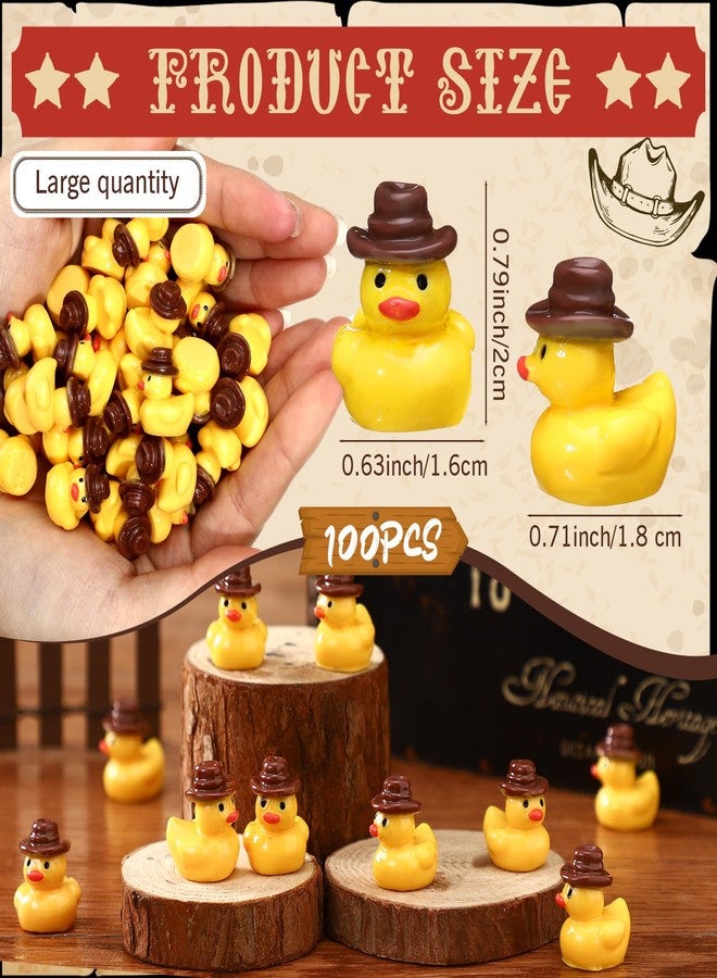 Rotatingpals 50 Pcs Mini Resin Cowboy Ducks Miniature Western Resin Duckies Figurine with Cowboy Hat for DIY Garden Landscape Dollhouse Garden Aquarium Decor Western Party - Image 3