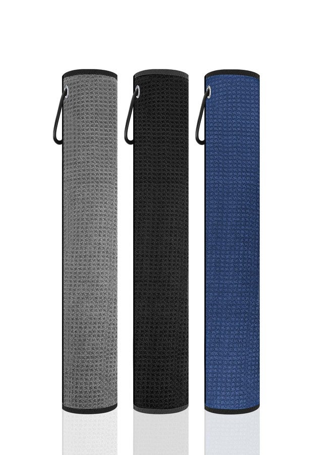 NUOYEE 3 Pack Microfiber Golf Towel Set Men Women with Carabiner Clips Waffle Golf Club Bag Towels Cleaning Rags(Small) - Image 3