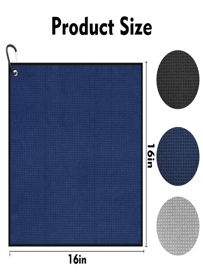 NUOYEE 3 Pack Microfiber Golf Towel Set Men Women with Carabiner Clips Waffle Golf Club Bag Towels Cleaning Rags(Small) - Image 2