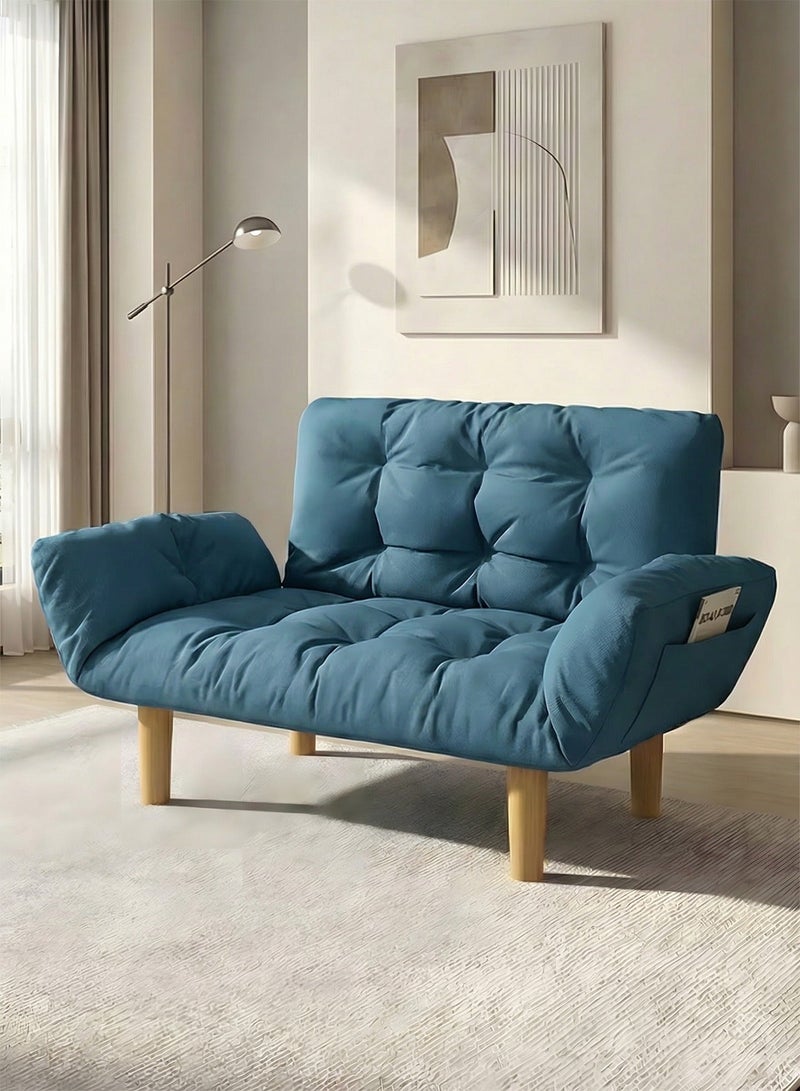 تايمي أريكة سرير قابله للطي  2 في 1 - أريكة استرخاء بذراعين ومسند ظهر قابل للتعديل، سرير قابل للطي لغرفة المعيشة والمكتب، 110×30×60 سم - أزرق - Image 2