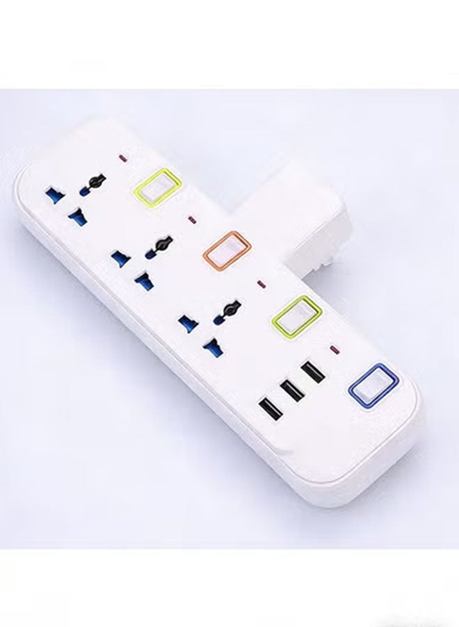 GKK Universal Plug Extension, Multi Plug extension sockets plug, Wall plug adapter, UK Plug Switched Socket 3 Way with 3 USB Charging Ports, Cable Free With Rating 3 pin,Surge Protection Power Extension Adapter - Image 1