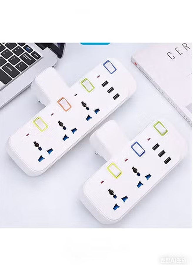 GKK Universal Plug Extension, Multi Plug extension sockets plug, Wall plug adapter, UK Plug Switched Socket 3 Way with 3 USB Charging Ports, Cable Free With Rating 3 pin,Surge Protection Power Extension Adapter - Image 2