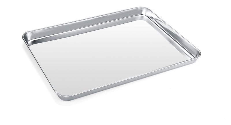 Stainless Steel Baking Sheet Cookie Tray Cookie Sheet for Toaster Oven Baking Pan Tray Jelly Roll Pan Size 16 x 12 x 1 Inch Easy Clean  Nonstick  Nontoxic  Dishwasher Safe