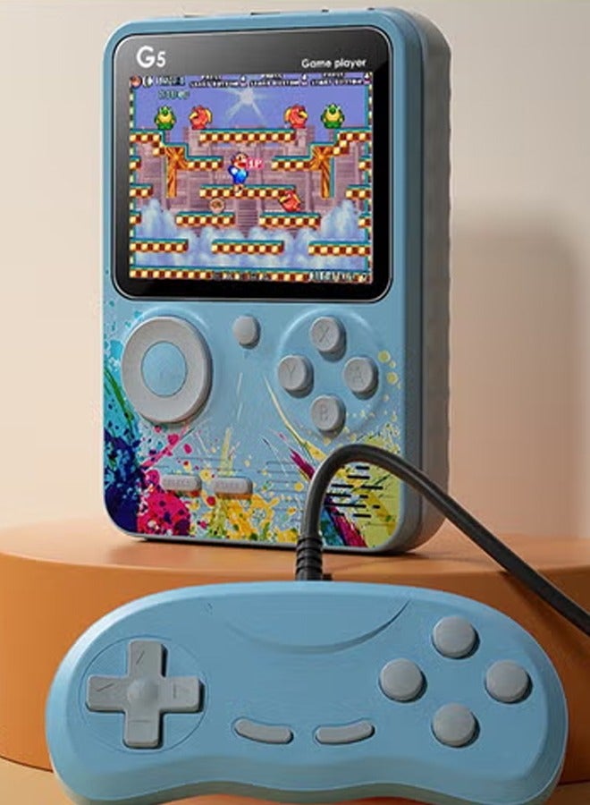 DUNISO Handheld game console, 3.0-inch high-definition color screen portable game console, built-in 500 classic games, 1000mAh rechargeable, can connect to TV and controller,blue - Image 1