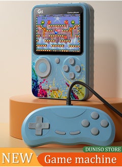 Handheld game console, 3.0-inch high-definition color screen portable game console, built-in 500 classic games, 1000mAh rechargeable, can connect to TV and controller,blue