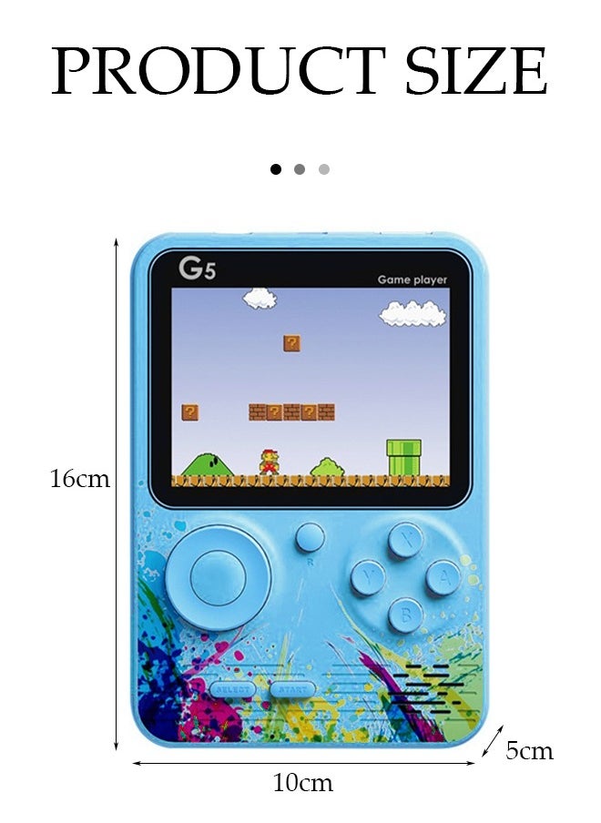 DUNISO - Handheld game console, 3.0-inch high-definition color screen portable game console, built-in 500 classic games, 1000mAh rechargeable, can connect to TV and controller,blue - Image 1