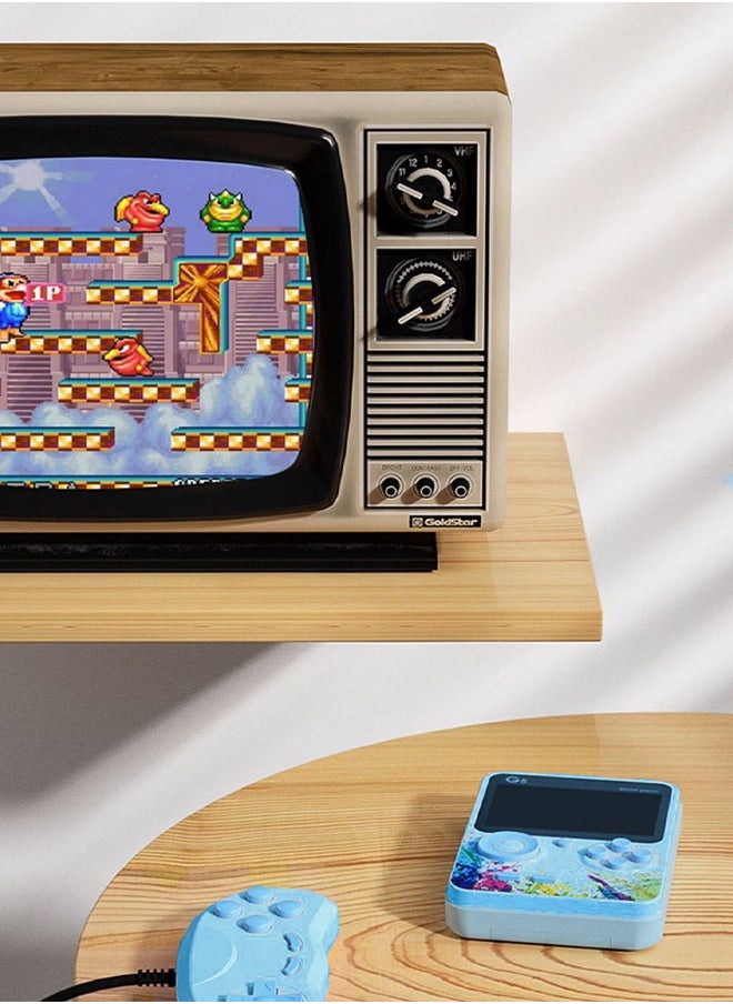DUNISO - Handheld game console, 3.0-inch high-definition color screen portable game console, built-in 500 classic games, 1000mAh rechargeable, can connect to TV and controller,blue - Image 1