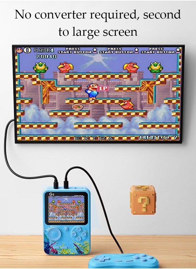 DUNISO - Handheld game console, 3.0-inch high-definition color screen portable game console, built-in 500 classic games, 1000mAh rechargeable, can connect to TV and controller,blue - Image 1