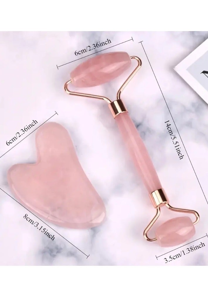 Vitacelli 2pcs Facial Massage Roller and Gua Sha Tool Set - Dual Head & Heart-Shaped Scrapers, Portable Manual Face & Body Massagers, ABS, Uncharged, Battery-Free, - Image 2