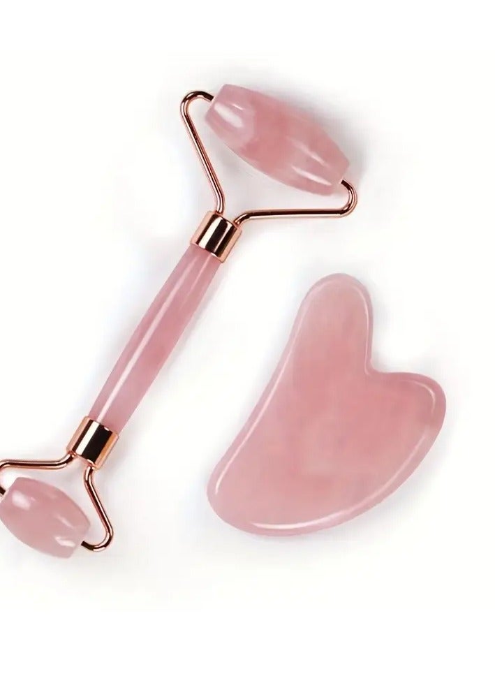 Vitacelli 2pcs Facial Massage Roller and Gua Sha Tool Set - Dual Head & Heart-Shaped Scrapers, Portable Manual Face & Body Massagers, ABS, Uncharged, Battery-Free, - Image 3