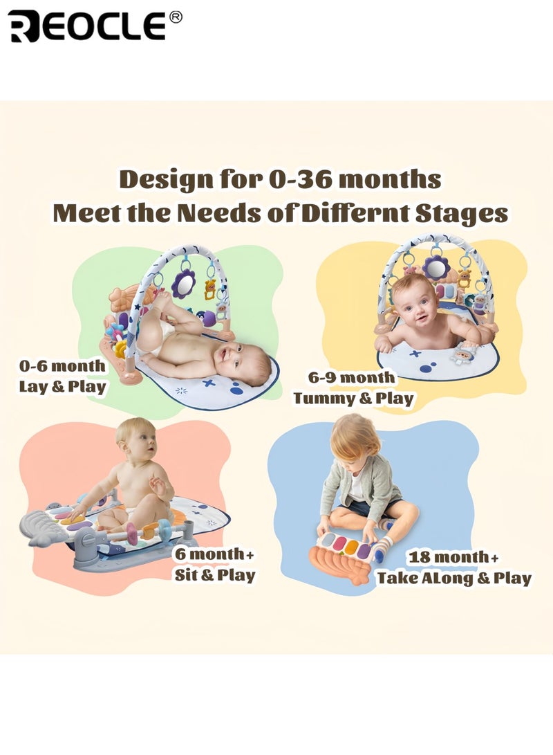 REOCLE Baby's Play Gym with Kick Piano and Music Light Feature Activity Mat with Tummy Time Toys for Newborn Development - Image 3