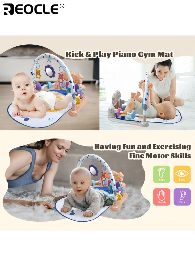 REOCLE Baby's Play Gym with Kick Piano and Music Light Feature Activity Mat with Tummy Time Toys for Newborn Development - Image 2