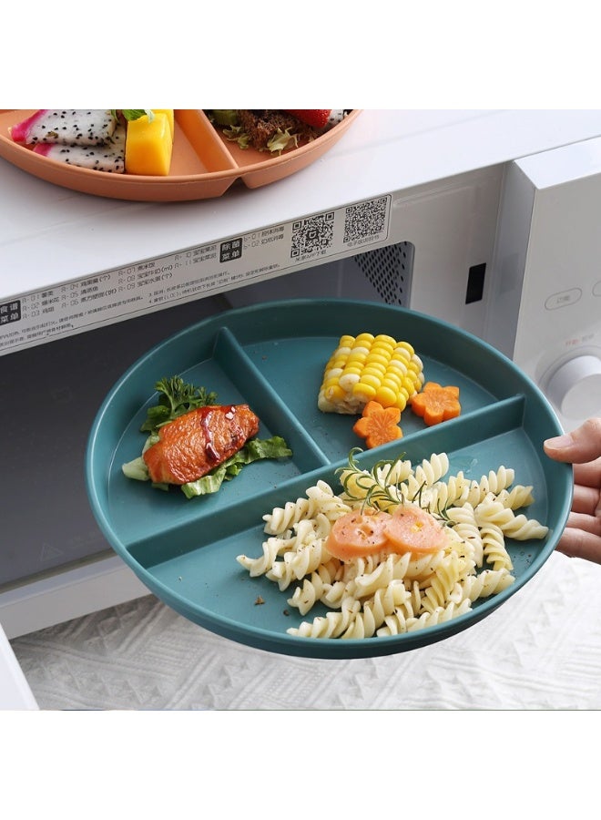 SHAOZHEN Unbreakable Divided Plates Set of 8, Wheat Straw Plate Reusable Dinnerware Portion Control Plate, Round Bariatric Plastic Plate for Kids Adults, BPA-free, Dishwasher Safe - Image 4