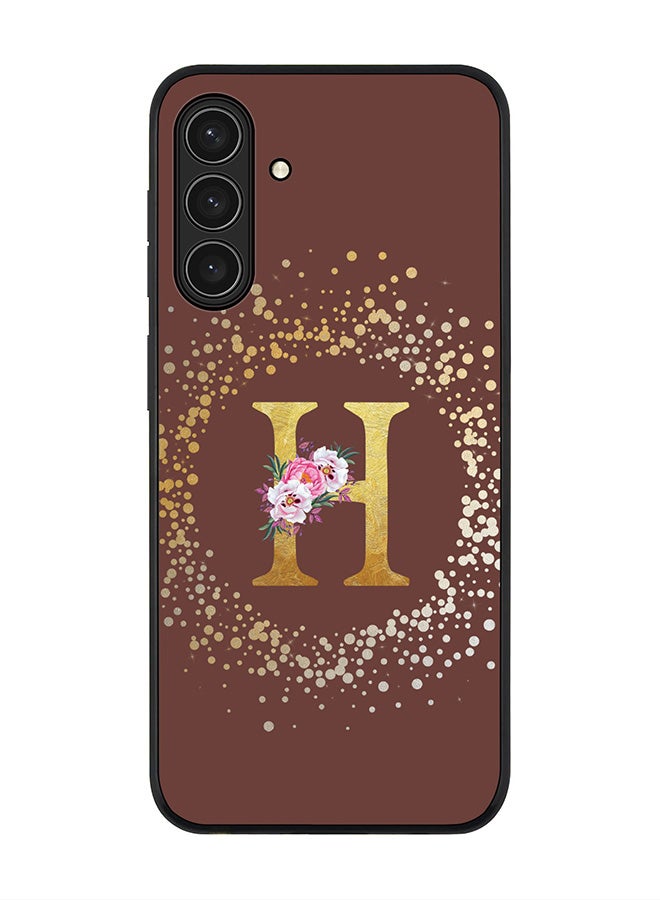 Stylizedd For Samsung Galaxy A26 5G Case,Slim fit Camera Protection, Shockproof Thin Phone cover  - Custom Monogram Floral - H  (Brown ) - Image 1