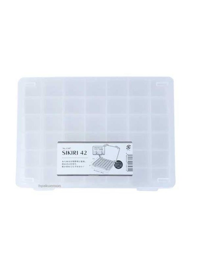 DAISO SIKIRI Storage Box 42 Grey – Plastic Organizer Box with Compartments for Home, Office & Craft Storage - Image 1