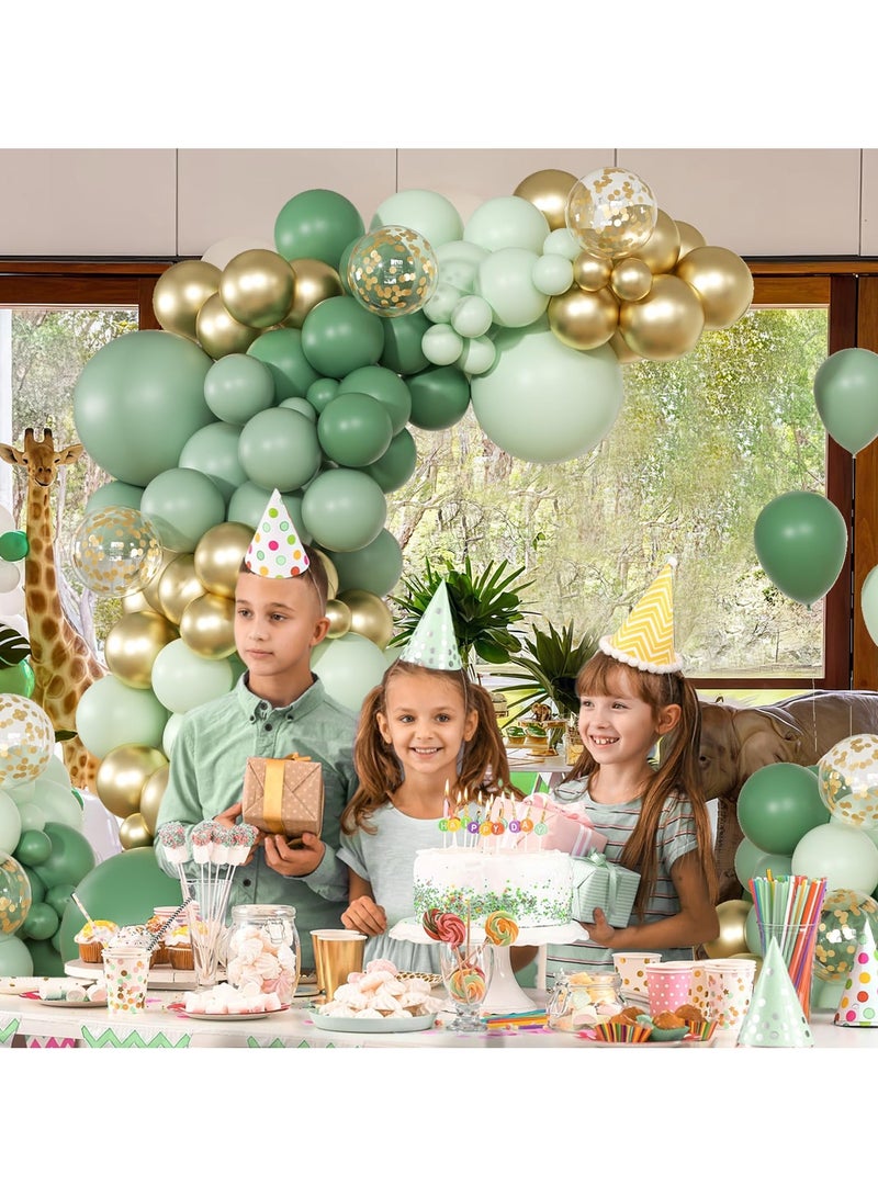 147 قطعة بالون حكيم الأخضر اكليلا من الزهور قوس عدة ، والأحجام المختلفة من الأخضر ، مع سيج الزيتون الأخضر الباستيل الأخضر المعادن الخردة الذهب بالون ، عيد ميلاد العروس الصيد الزفاف دش الطفل الديكور - Image 4