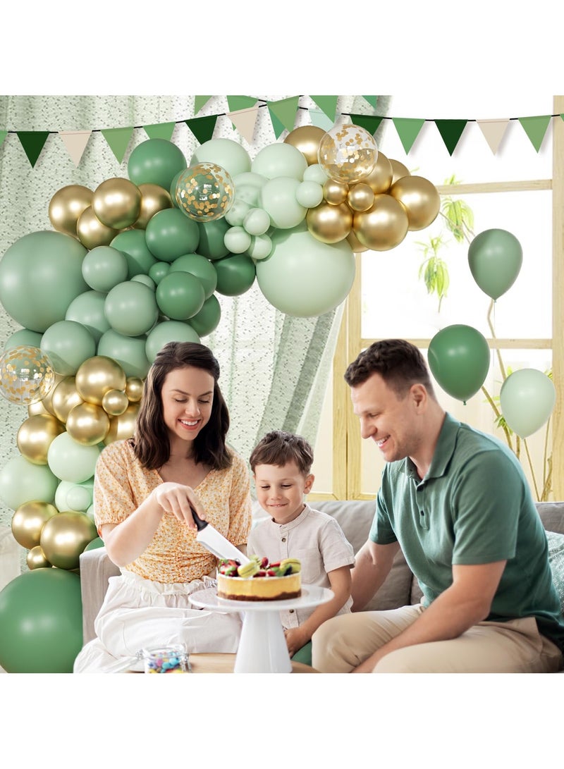 147 قطعة بالون حكيم الأخضر اكليلا من الزهور قوس عدة ، والأحجام المختلفة من الأخضر ، مع سيج الزيتون الأخضر الباستيل الأخضر المعادن الخردة الذهب بالون ، عيد ميلاد العروس الصيد الزفاف دش الطفل الديكور - Image 5