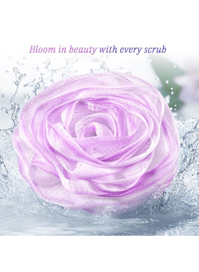 LAYUKI Bath Loofah Sponge,Exfoliating Bath Sponge Body Scrubber - Loofa Set of 2 Flower Color (Purple-Grey,2 Pieces) - Image 5