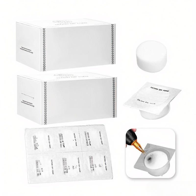 Disposable Dip Foam Cleaning Cartridge Dip Foam Cup for Tattoo Cartridges Absorbs Residual Pigments, Sponge Tip Rinse Caps - Image 1