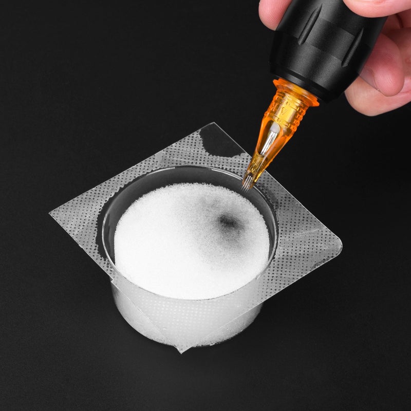 Disposable Dip Foam Cleaning Cartridge Dip Foam Cup for Tattoo Cartridges Absorbs Residual Pigments, Sponge Tip Rinse Caps - Image 2