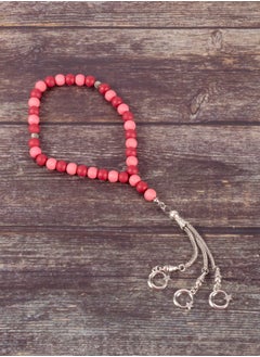 The Black Pearl Accessories Blush Pink & Maron Alabaster Stone Prayer Bead of 33 Beads  - Image 1