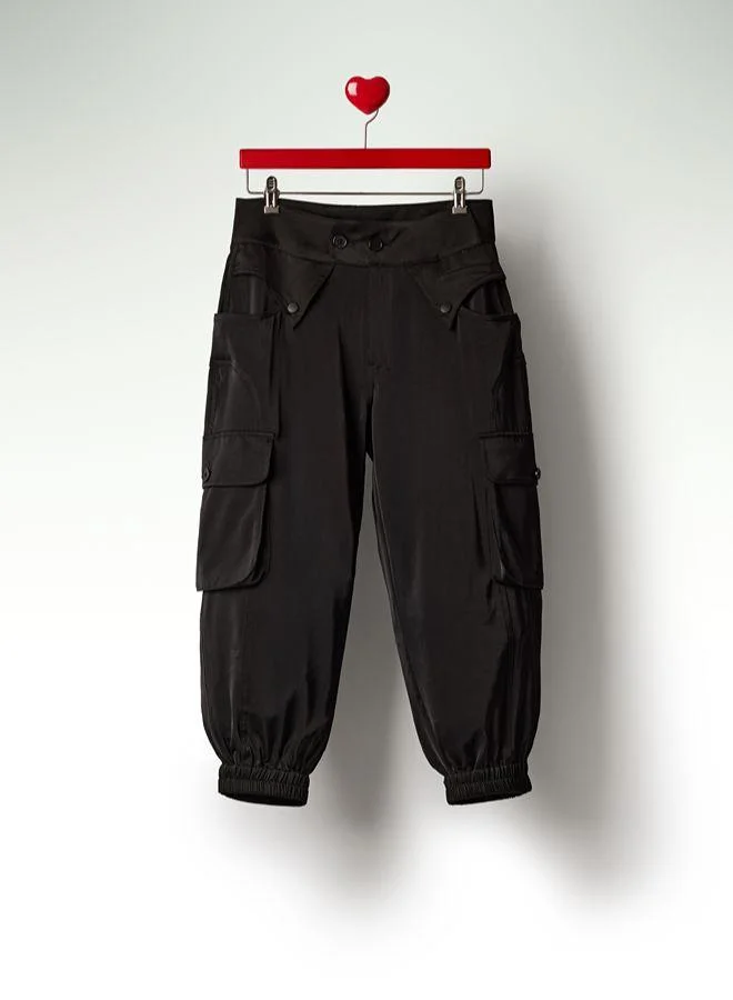 Desigual Black Cargo Capri Pants for Women | Best Price UAE