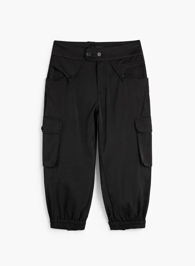 Desigual Black Cargo Capri Pants for Women | Best Price UAE