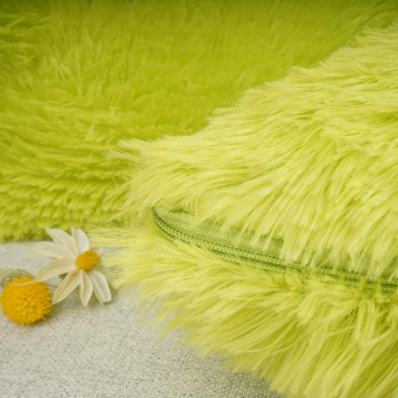 YOUR SMILE Pack of 2, Decorative New Luxury Series Merino Style Fur Throw Pillow Case Cushion Cover 18" x 18"(Green) - Image 5