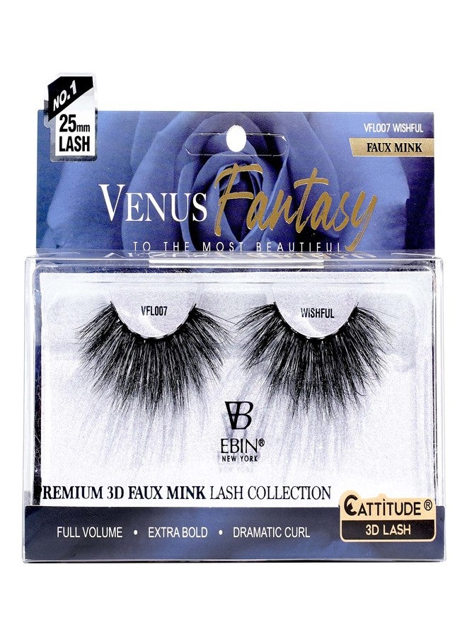 EBIN NEW YORK CATTITUDE 3D LASHES Venus Fantasy | 25mm Faux Mink Lashes | Full volume | Extra bold | Dramatic curl -WISHFUL - Image 1