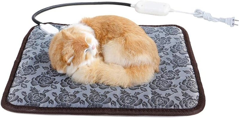 ELECDON Pet Heating Pad, Waterproof Electric Heating Mat Indoor, Adjustable Warming Mat, Pets Heated Bed With Chew Resistant Steel Cord, For Dog, Cat, Rabbit (17.7 x 17.7 Inch, Rose Pattern) - Image 5