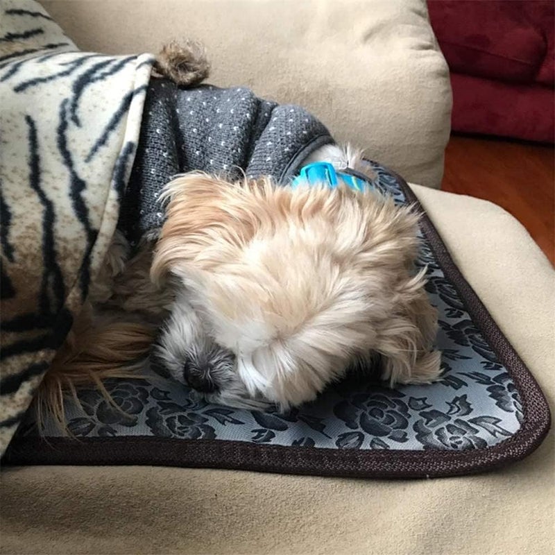 ELECDON Pet Heating Pad, Waterproof Electric Heating Mat Indoor, Adjustable Warming Mat, Pets Heated Bed With Chew Resistant Steel Cord, For Dog, Cat, Rabbit (17.7 x 17.7 Inch, Rose Pattern) - Image 3