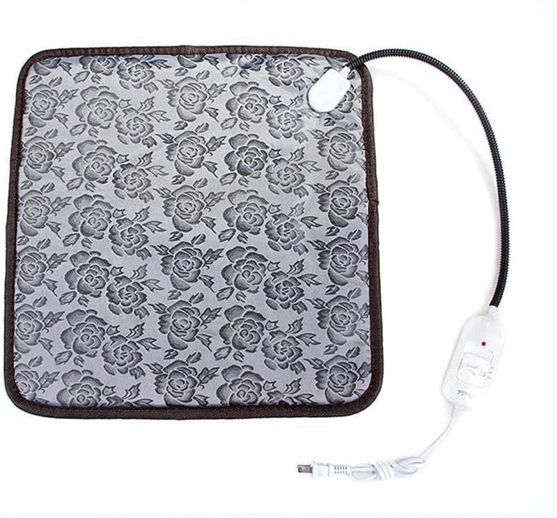 ELECDON Pet Heating Pad, Waterproof Electric Heating Mat Indoor, Adjustable Warming Mat, Pets Heated Bed With Chew Resistant Steel Cord, For Dog, Cat, Rabbit (17.7 x 17.7 Inch, Rose Pattern) - Image 1