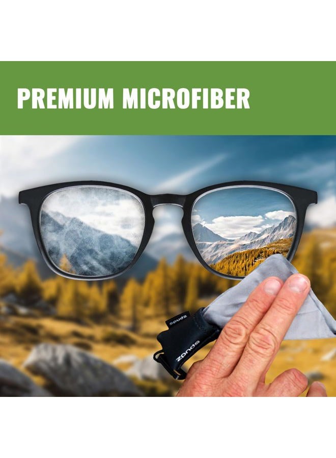 SPUDZ Classic Microfiber Lens Cleaner – Clip-On Pouch, Washable – for Binoculars, Scopes, Glasses, Screens | Stealth Shadow, 6 x 6 Inch - Image 2