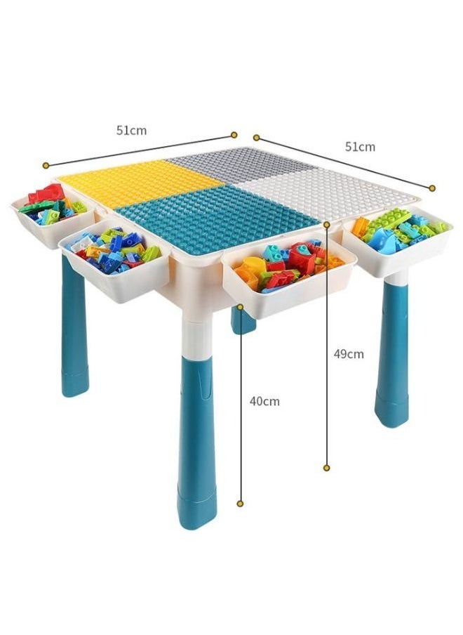 Generic - B&K 7-in-1 Multi Kids Activity Table Set with 2 Chairs and 180 Pcs Large size Building Blocks. Water Table, Sand Table, Building Blocks Table with 4 Storage Boxes for Toddlers Activity - Image 1