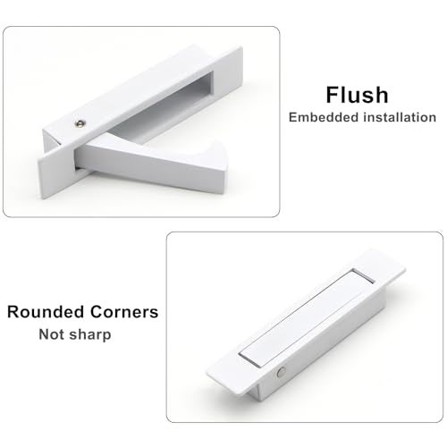 Dontay Pocket Pull Handle, Edge Pull, Professional Stainless Steel 304, Flush Mount for Sliding Door (White, 2) - Image 2