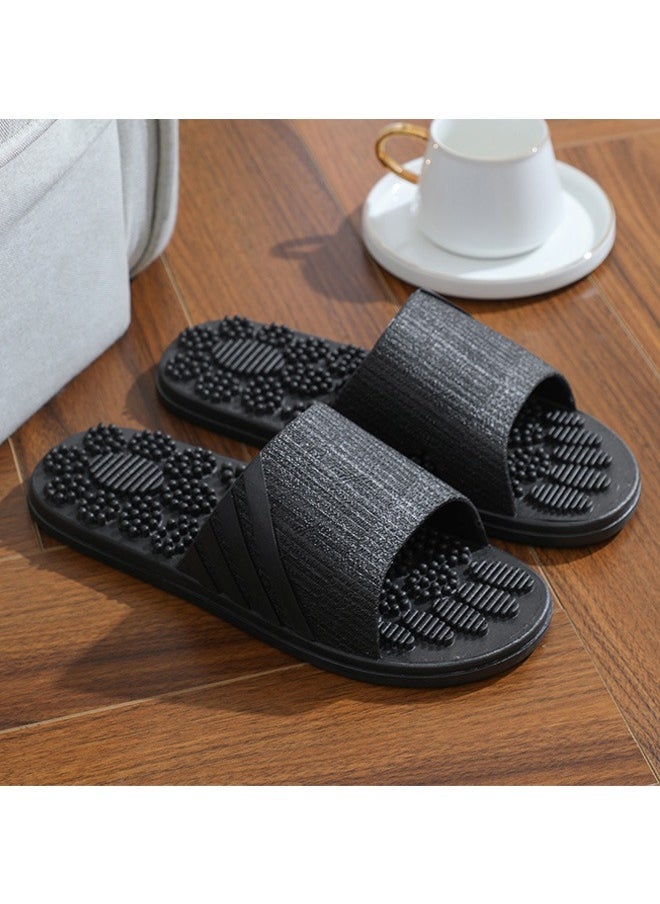 Generic Massage Slippers for Plantar Fasciitis for Men, Acupuncture Slippers Plantar Pain Relief Non-Slip Massage Sandals Men Stress Relief for Bathï¼Blackï¼  - Image 1